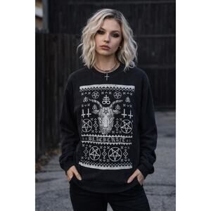 BlackCraft Cult Goat Pentagram Graphic Sweatshirt Black L Gothic Whimsygoth